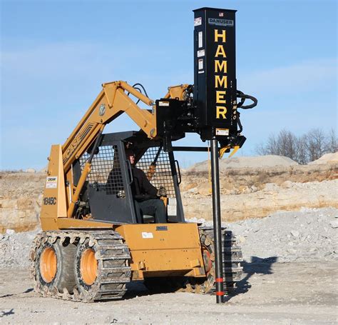 skid steer post pounder rental calgary|hydraulic post pounder rental.